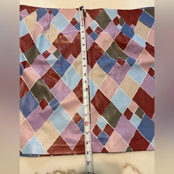 Eloquii Multicolor Diamond Pattern A-Line faux leather Skirt - Picture 4 of 8